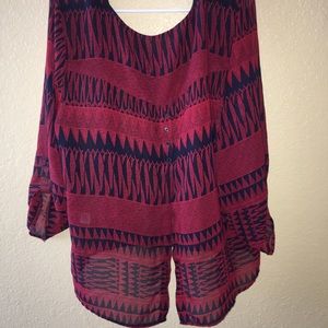 Red blouse with slit back